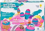 GenioKids Kinetischer Sand 1kg Set Cupcakes & Eiscreme - Pink und Blau Sandknete Magischer Sand, 8...
